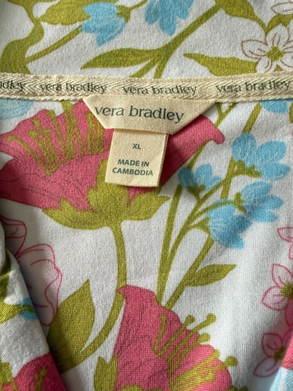 NWT Vera Bradley Womens Floral Pajama Set XL Button-Up Shirt Shorts Pockets - Picture 5 of 14